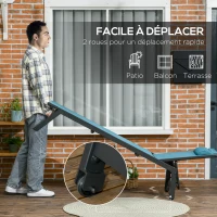 Outsunny Bain de soleil transat en aluminium et textilène avec roulettes et repose-tête dossier inclinable bleu(m-4)