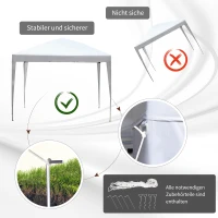 Outsunny Pavillon, 2,95 x 2,95 m Pop-Up-Faltpavillon, Gartenpavillon, Partyzelt, UV-Schutz, Stahl+Oxfordstoff, Weiß(m-6)