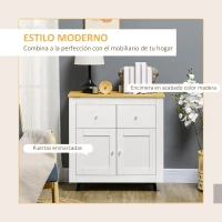 HOMCOM Aparador de Cocina Buffet Auxiliar de Comedor con Puertas Dobles y 2 Cajones para Salón Entrada 78x35x80 cm Blanco(m-4)