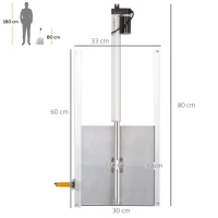 PawHut Kit de Abridor Automático de Puerta de Gallinero con Puerta de Aluminio Sensor de Infrarrojos Control de Temporizador y Mando a Distancia 30x30x0,15 cm Plateado(m-3)