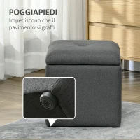 HOMCOM Pouf Contenitore Imbottito in Tessuto Teddy Morbido per Salotto e Camera, 39x39x39cm, Grigio(m-6)