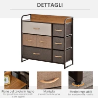 HOMCOM Mobile Cassettiera da Camera da Letto e Soggiorno, Cassettiera con 7 Cassetti Pieghevoli in Tessuto e Ripiano in MDF, 80x29x78.5cm, Multicolore(m-6)