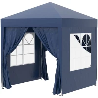 Outsunny Tonnelle de jardin extérieure tonnelle pliante pop-up réglable en hauteur protection UV 2 x 2 m bleu(m-11)