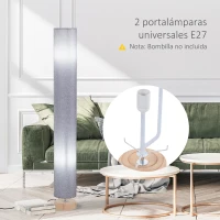 HOMCOM Lámpara de Pie Lámpara de Salón con Casquillo Máx. 40 W E27 Pantalla de Lino y Marco de Metal Ø15x120 cm Gris(m-4)
