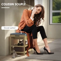 HOMCOM Banc meuble à chaussures pour entrée avec 2 étagères à lattes en bambou et 1 tiroir 55 x 35 x 46 cm naturel(m-5)