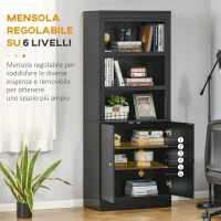 HOMCOM Credenza Cucina in Legno con Ripiani e Armadietto 2 Ante con Mensole Regolabili, 74.6x35.5x182.5cm(m-5)