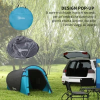 Outsunny Tenda da Campeggio a Cupola con 2 Finestre e Design Pop-Up a Igloo, 220x108x110 cm, Blu(m-4)