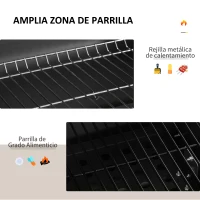 Outsunny Barbacoa de Carbón Vegetal con Ruedas Estantes Parilla Barril Carro de BBQ Picnic Acampada Smoker Ahumador de Carbón 115x56x108cm(m-4)