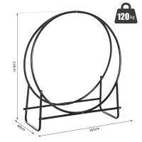 HOMCOM Range-bûches porte-bûches support bois de cheminée design contemporain 102L x 40l x 114H cm métal noir(m-3)