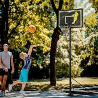SPORTNOW Canasta de Baloncesto con Ruedas Altura Ajustable 230-305 cm y Base Rellenable para Exterior 110x45x360cm Negro(m-8)