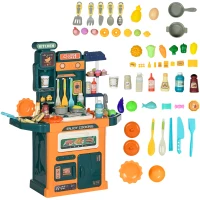 AIYAPLAY Toy Kitchen, 77-Piece Kids Play Kitchen Role Playing Game, with Sound and Light, Water Spray, Running Water(m-1)