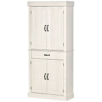 HOMCOM Credenza Cucina con 2 Armadietti e Cassetto in Stile Coloniale, 80x35x180cm Bianco(m-10)