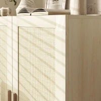 HOMCOM Armario de Salón con 2 Puertas de Rejilla y Estantes Ajustables Aparador de Estilo Cannage 73x41x102 cm Natural(m-4)