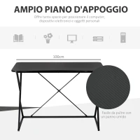 HOMCOM Scrivania per Camera e Ufficio Compatta e Salvaspazio, Scrivania Moderna in Metallo e MDF 100x60x75.5cm Nero(m-5)