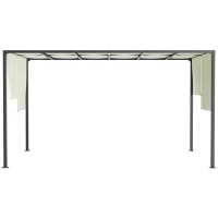 Outsunny Pérgola de Jardín 3x4 m con Techo Deslizable Cenador con Luces LED Energía Solar Marco de Acero para Patio Terraza Crema(m-7)