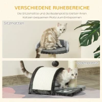 PawHut Kratzbaum 46 cm Kleiner Katzenturm mit Höhle, Spielball, Sisal-Seil, erhöhter Plattform, Katzenkratzbaum, Kletterbaum, für Katzen bis zu 4 kg, Dunkelgrau(m-6)