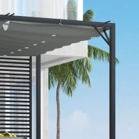Outsunny 3 x 2.8m Metal Pergola, with Retractable Fabric Roof - Grey(m-9)