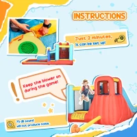 Outsunny 4-in-1 Bouncy Castle, with Slide, Trampoline, Climbing Wall, Blower, Multicoloured(m-7)