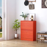 HOMCOM Scarpiera Salvaspazio 2 Cassetti 2 Ripiani Regolabili 60x24x80cm marrone rosso(m-2)