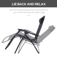 Outsunny Zero Gravity Chair Metal Frame Texteline Armchair Outdoor Folding and Reclining Sun Lounger with Head Pillow for Patio Decking Gardens Camping, Black(m-4)
