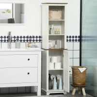 kleankin Bathroom Cabinet, Tall Storage Cabinet with Door and Adjustable Shelves, 39.5 x 30 x 160 cm, White(m-7)