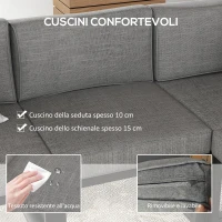 Outsunny Salotto da Giardino con Divano e Tavolino in Alluminio con Cuscini Imbottiti, Grigio(m-5)