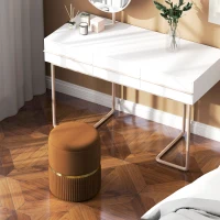 HOMCOM Velvet-Feel Storage Ottoman - Brown(m-8)