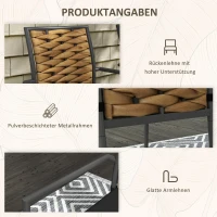 Outsunny Gartenstühle Outdoor-Stühle Terrassenstühle, wetterbeständig, modernes Design, 57 x 58 x 87cm, Braun+Schwarz+Grau(m-7)