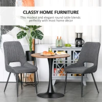 HOMCOM Modern Round Dining Table Leisure Coffee Bistro Table with Metal Base for Kitchen & Dining Room Brown(m-4)