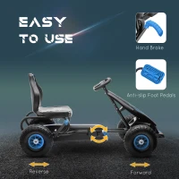 HOMCOM Kids Pedal Go Kart, with Adjustable Seat, Inflatable Tyres - Blue(m-5)