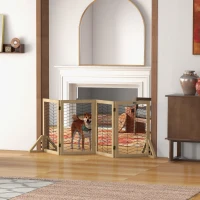 PawHut Hundegitter Treppengitter Absperrgitter, faltbar, Kiefernholz, 187 cm x 44 cm x 70 cm, Natur(m-2)