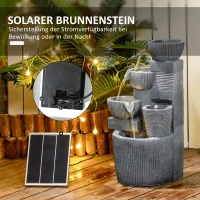 Outsunny Gartenbrunnen, Naturoptik, 4-stufig, Solarbetrieb, LEDs, 57cm Höhe, Dunkelgrau(m-5)