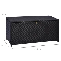 Outsunny Coffre malle de rangement 118L x 54l x 59H cm résine tressée imitation rotin café foncé(m-3)