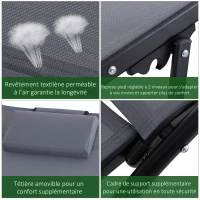 Outsunny Bain de Soleil transat Chaise Longue Fauteuil relax Jardin Design Contemporain inclinable Multi-Positions Repose-Pied réglable tétière icluse alu textilène Gris(m-7)