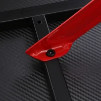 HOMCOM Gaming Tisch PC Tisch Schreibtisch mit Kopfhörerhaken Getränkehalterung Computertisch Metall MDF Schwarz+Rot 157 x 111,8 x 74 cm(m-8)