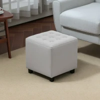 HOMCOM Velvet-Feel Square Ottoman - Light Grey(m-2)