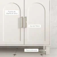 HOMCOM Mueble bajo Lavabo Mueble de Baño Moderno con 2 Puertas y Estantes Ajustables 90x30x63 cm Crema(m-6)