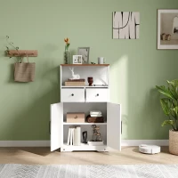 HOMCOM Mueble Auxiliar de Almacenaje con Estantes y Cajones Diseño Clásico para Salón Cocina o Dormitorio 60x31x108 cm Blanco(m-7)