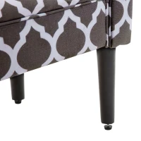 HOMCOM Banco Pie de Cama Banqueta para Dormitorio con Brazos Tapizada y Patas de Madera para Recibidor Salón 132x45,5x58 cm Gris Estampado(m-8)