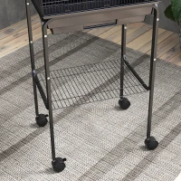 PawHut Bird Cage Budgie Cages for Finch Canary Parakeet with Stand Wheels Slide-out Tray Accessories Storage Shelf, Black(m-9)