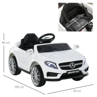 HOMCOM Coche Eléctrico para Niños de 3 Años Mercedes Benz GLA con Mando a Distancia MP3 USB Luces y Sonidos 100x58x46 cm Blanco(m-3)