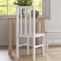 HOMCOM Juego de 2 Sillas de Comedor y Cocina con Respaldo de Listones Estructura de Madera de Pino 38,5x47,5x99 cm Blanco(m-7)