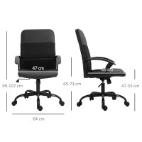 Vinsetto Mesh Office Chair, Faux Leather Desk Chair with Swivel Wheels, Adjustable Height and Tilt Function, Black(m-3)