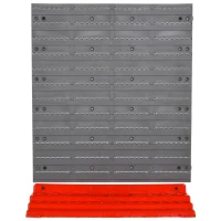 DURHAND Werkzeuglochwand Wandregal 54 tlg Werkzeughalter Werkzeugwand für Werkstatt Sichtlagerkästen Hakenset PP Grau+Rot 95,5 x 23 x 53,5 cm(m-11)