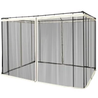Outsunny Moskitonetz für 3x3 Pavillon 4 Seitenteile Fliegennetz mit Haken Reißverschluss Mückennetz Insektenschutz Fliegengitter Nylon-Mesh Schwarz(m-1)