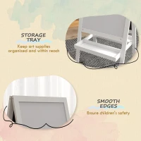 AIYAPLAY Kids Easel, Art Easel with Double Sided Whiteboard, Chalkboard, Storage, 2 in 1 Standing Easel for Toddlers 18-48 Months, White(m-5)