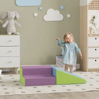 HOMCOM 2 Piece Soft Play Set for Toddler Climb and Crawl, for 12-36 Months, Blue(m-2)