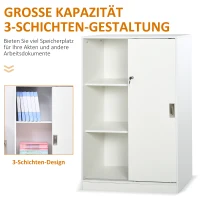 HOMCOM Aktenschrank mit verschließbarer Tür, inklusive 2 Schlüsseln, 80 cm x 40 cm x 120 cm, Weiß(m-5)