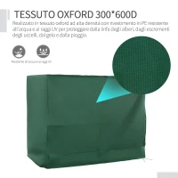 Outsunny Copertura per Dondolo da Giardino a 3 Posti in Tessuto Oxford con Chiusura a Corda, 240x133x185 cm, Verde(m-5)