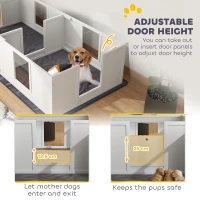 PawHut Two Room Design, Whelping Box for Dogs with Whelping Pad, Clear Panels, Adjustable Entrance, for Medium Dogs, 196 x 96cm(m-5)